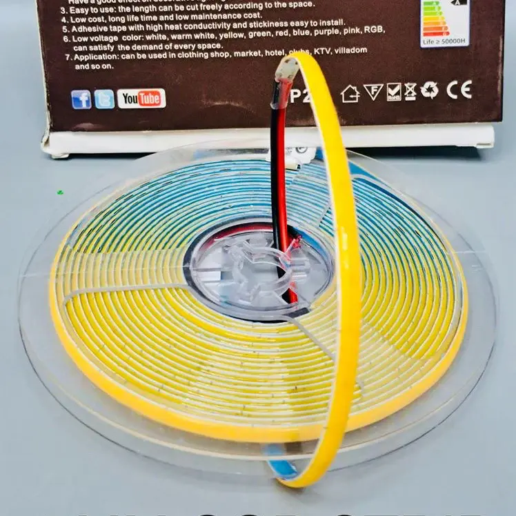 5mm COB Strip 24Volts, 400Led per meter, 5 meters roll Self Adhesive